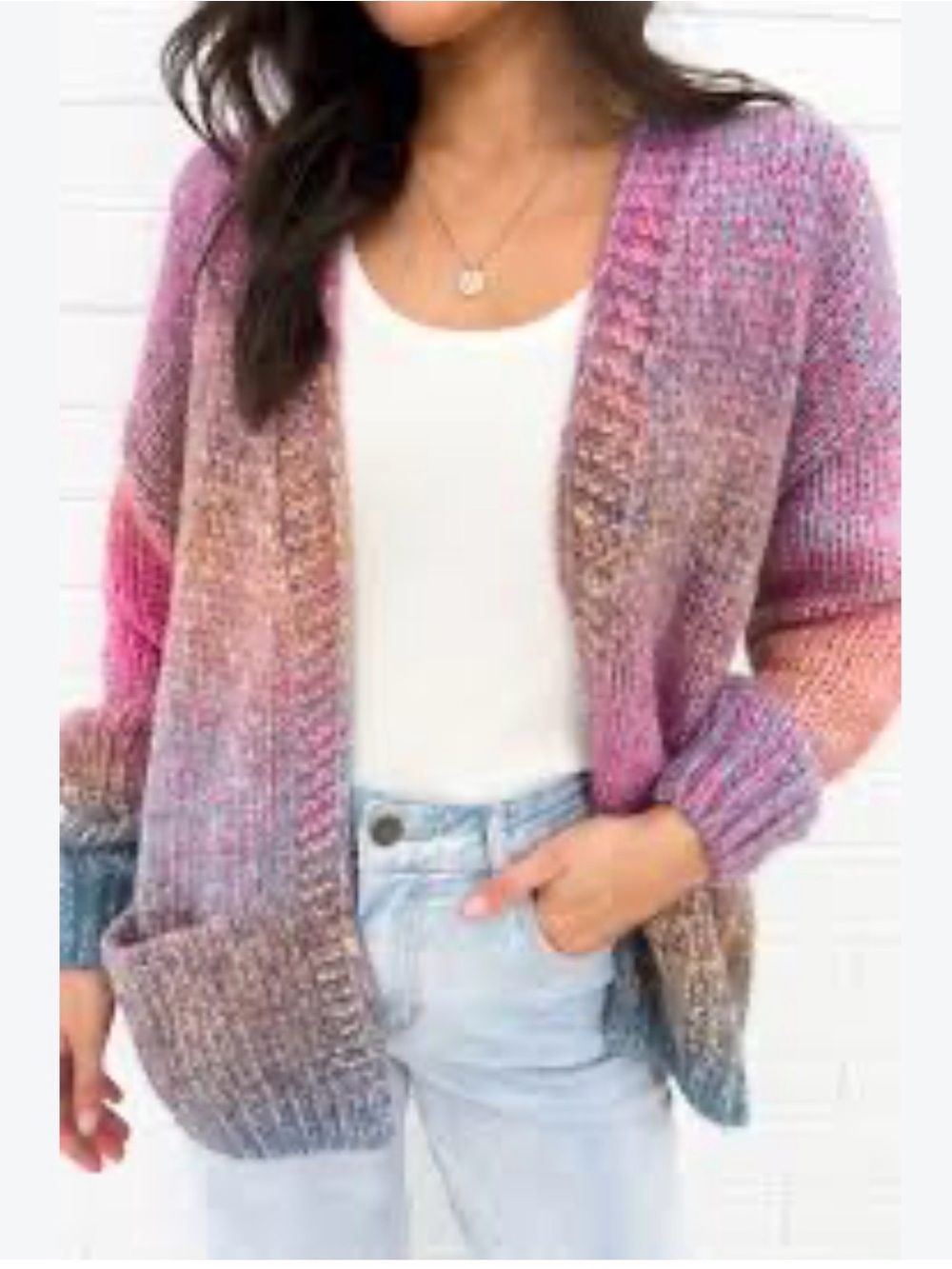 Gap Open-Front Knit Cardigan Sweater - Pink & Blue Tones
